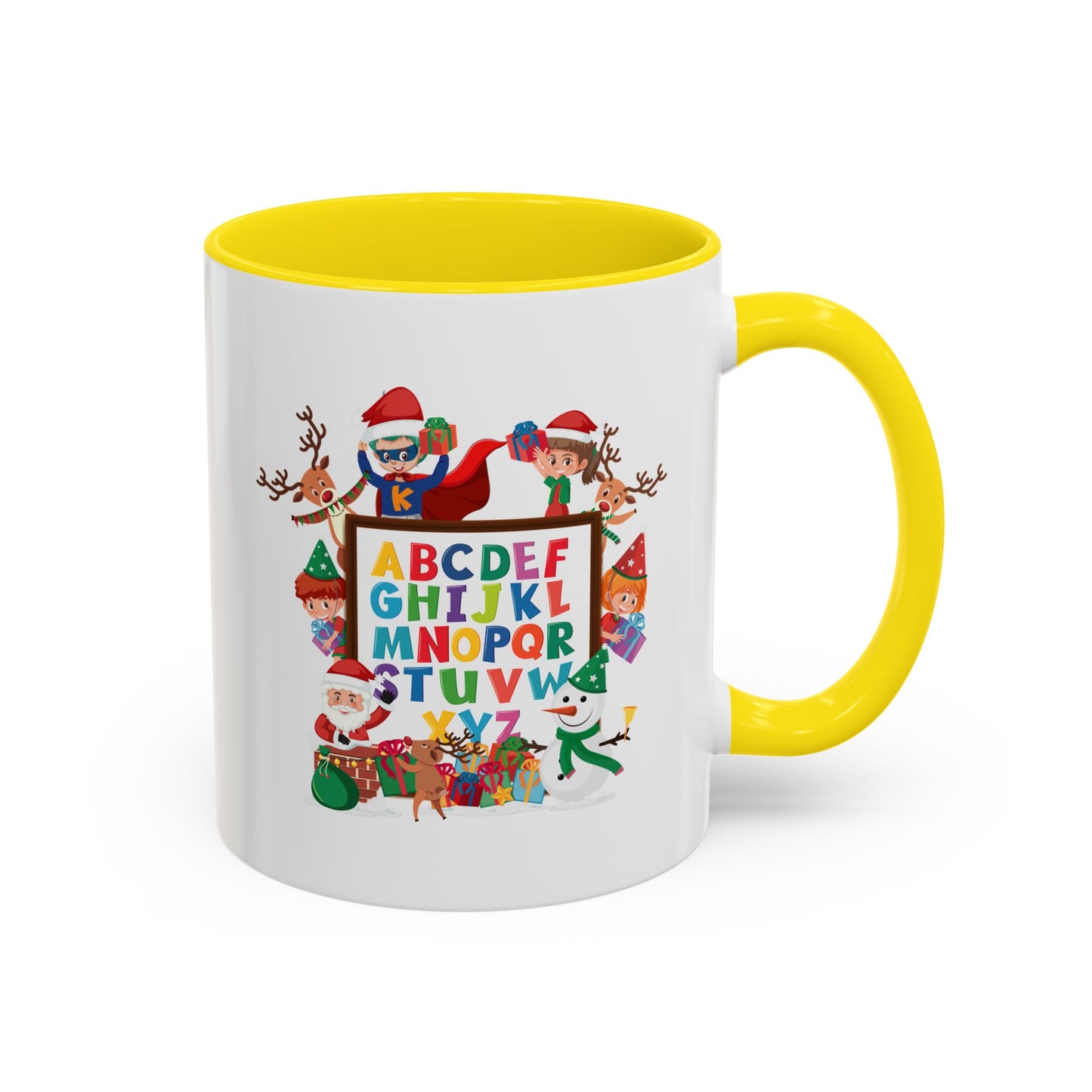 Accent Coffee Mug - Christmas alphabet with super kiddo