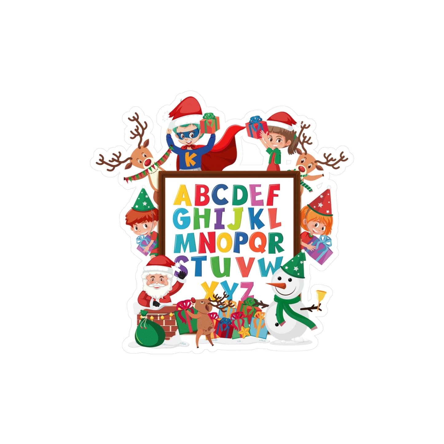 Christmas Kiss-Cut Vinyl Decals – Christmas alphabet with super kiddo