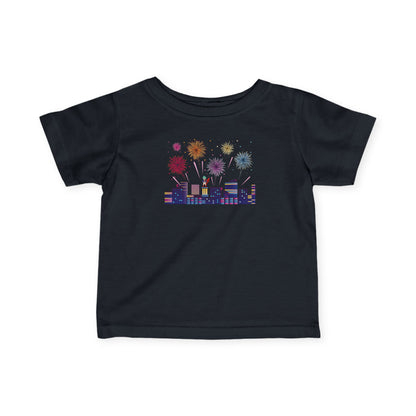 Infant Fine Jersey Tee - Super kiddo with fireworks - [[{"value":"Wonderwear Kid"}]]