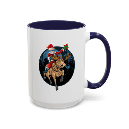 Accent Coffee Mug - Super kiddo riding a reindeer - [[{"value":"Wonderwear Kid"}]]