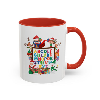 Accent Coffee Mug - Christmas alphabet with super kiddo - [[{"value":"Wonderwear Kid"}]]