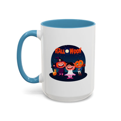 Accent Coffee Mug - Super kiddo wearing pumpkin - [[{"value":"Wonderwear Kid"}]]