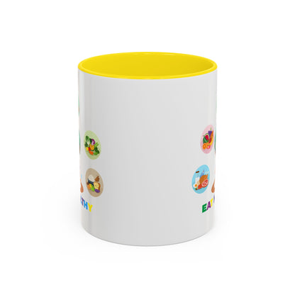 Accent Coffee Mug - Supper kiddo showing healthy food to eat - [[{"value":"Wonderwear Kid"}]]