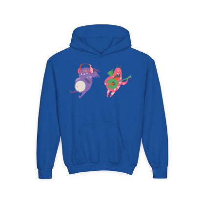 Youth Heavy Blend Hooded Sweatshirt - Monsters playing instruments Printify