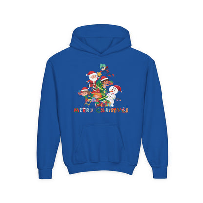 Youth Heavy Blend Hooded Sweatshirt - Super kiddo making christmas tree with text - [[{"value":"Wonderwear Kid"}]]