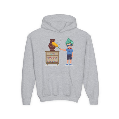 Youth Heavy Blend Hooded Sweatshirt - Super kiddo cleaning a vase - [[{"value":"Wonderwear Kid"}]]