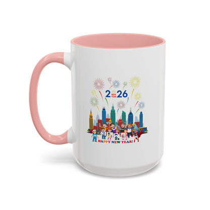 Accent Coffee Mug - Happy new year with fireworks - [[{"value":"Wonderwear Kid"}]]