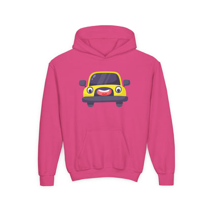 Kids Yellow Car Hoodie Printify