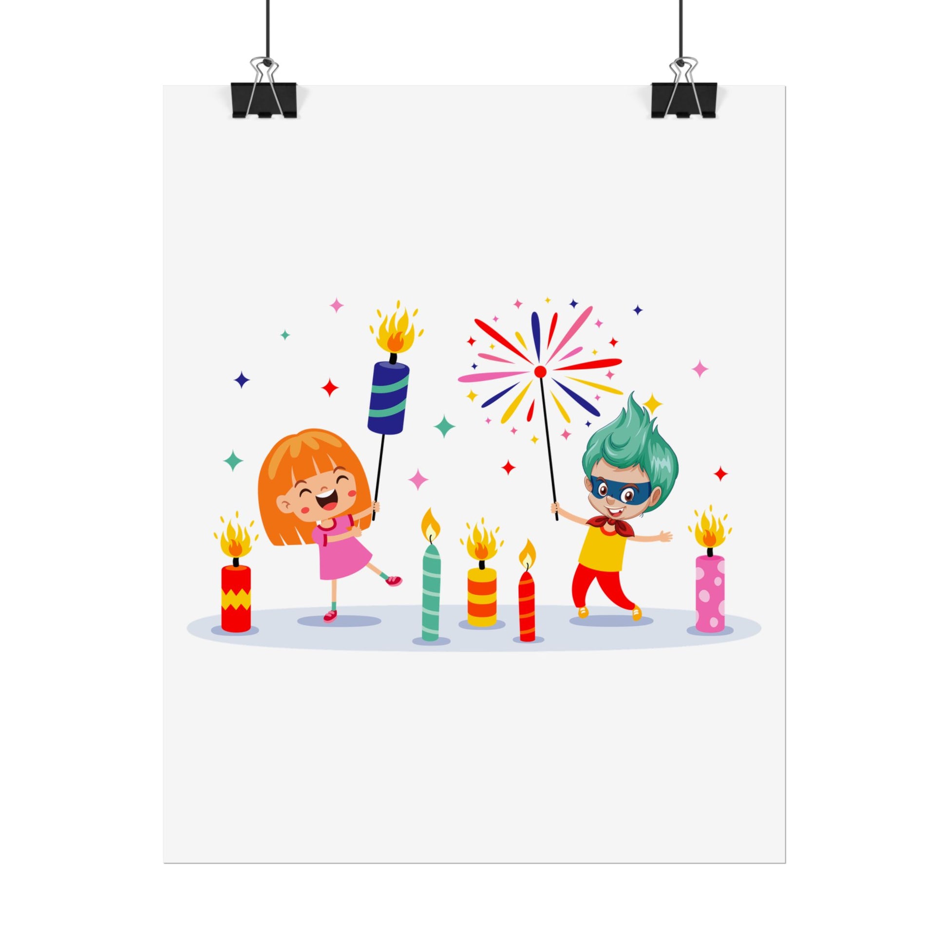 Rolled Posters - Super kiddo lighting fireworks - [[{"value":"Wonderwear Kid"}]]