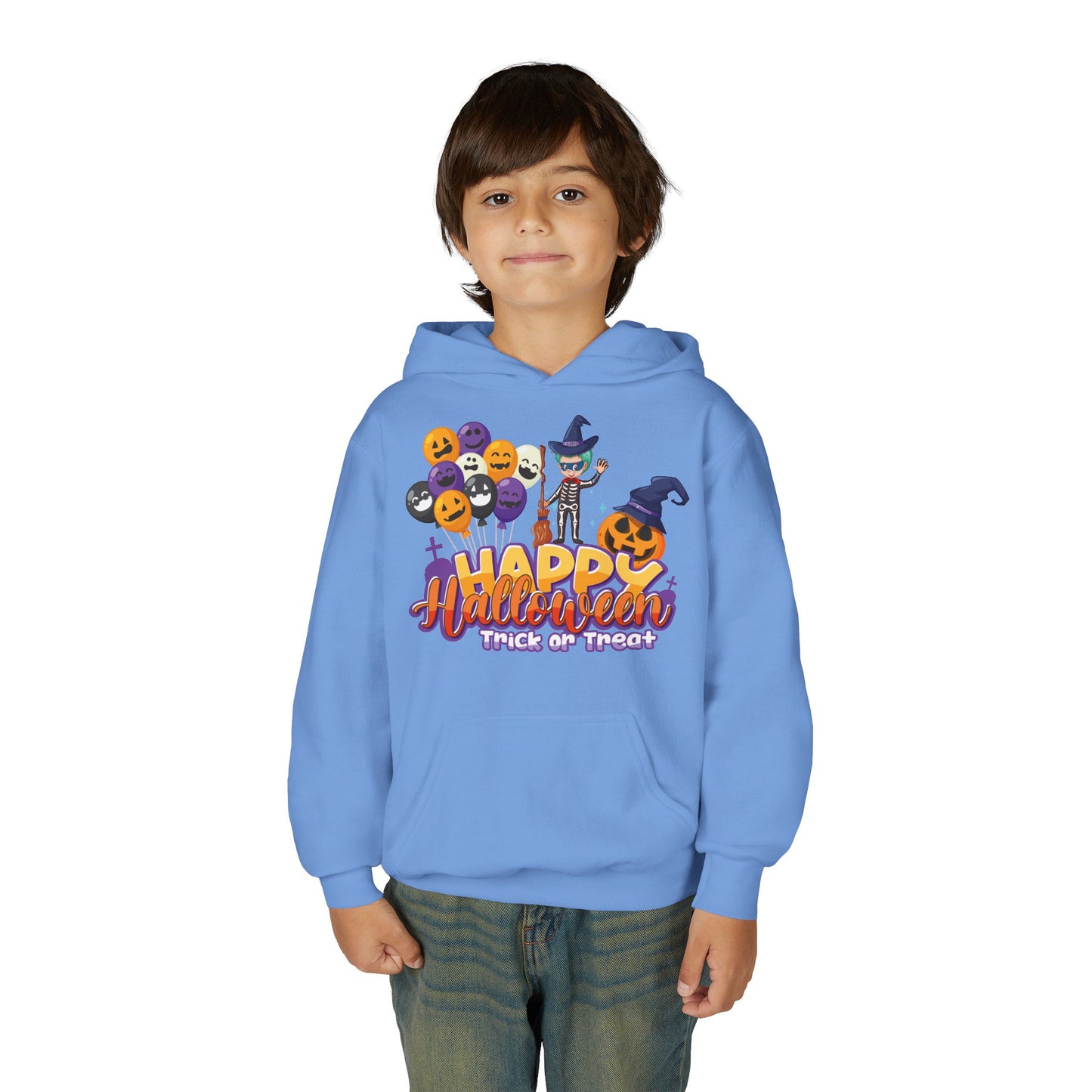 Youth Heavy Blend Hooded Sweatshirt - Happy halloween trick or treat