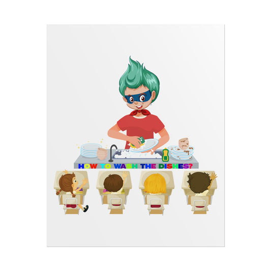 Rolled Posters - Little kiddo teaching to wash dishes - [[{"value":"Wonderwear Kid"}]]