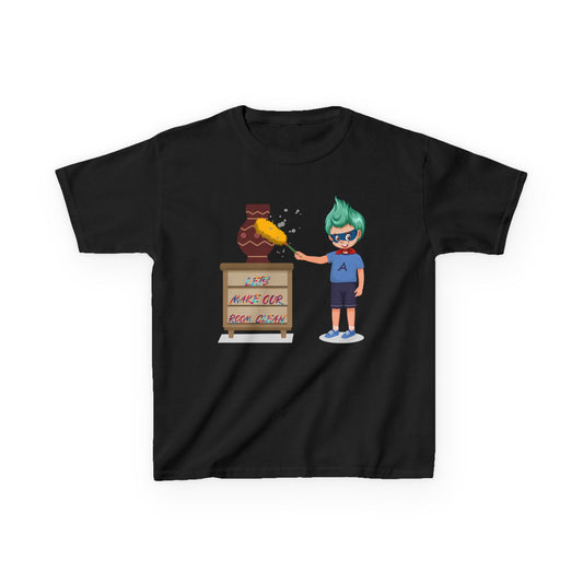 Kids Heavy Cotton™ Tee - Super kiddo cleaning a vase - [[{"value":"Wonderwear Kid"}]]