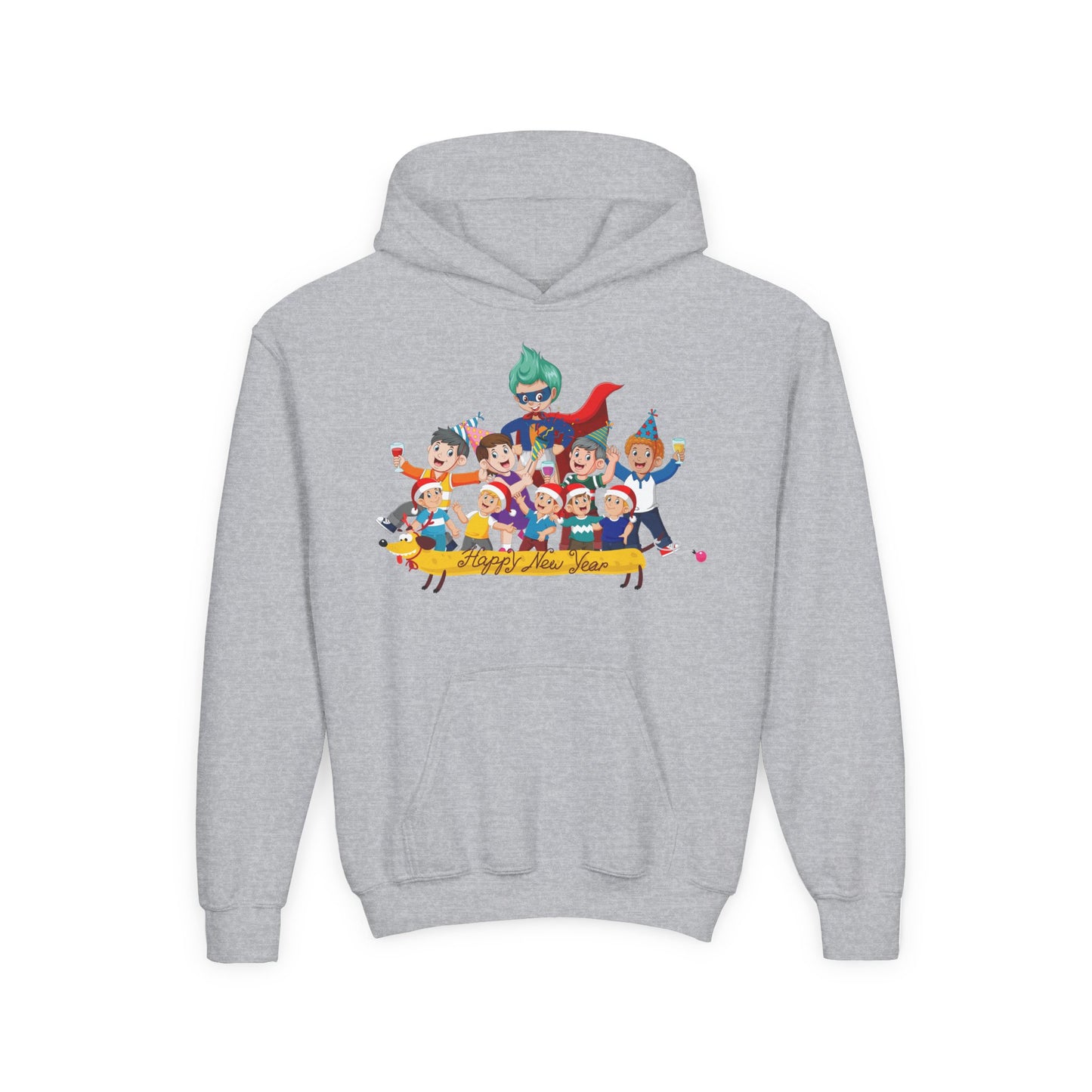 Youth Heavy Blend Hooded Sweatshirt - Happy new year with friends