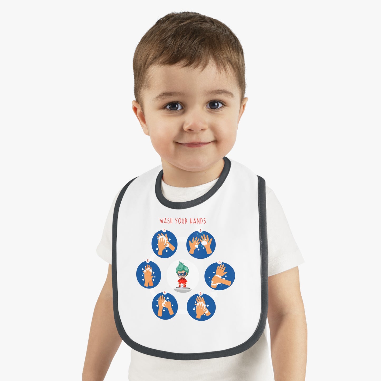 Baby Bib - Super kiddo teaching how to wash hands
