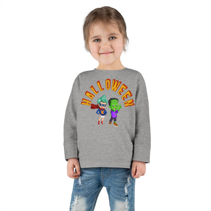 Toddler Long Sleeve Tee - Holloween with super kiddo Printify
