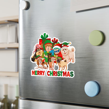 Christmas Kiss-Cut Vinyl Decals – Christmas with super kiddo pet friends with text - [[{"value":"Wonderwear Kid"}]]