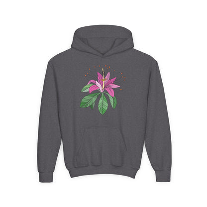 Youth Heavy Blend Hooded Sweatshirt - Purple flower Printify