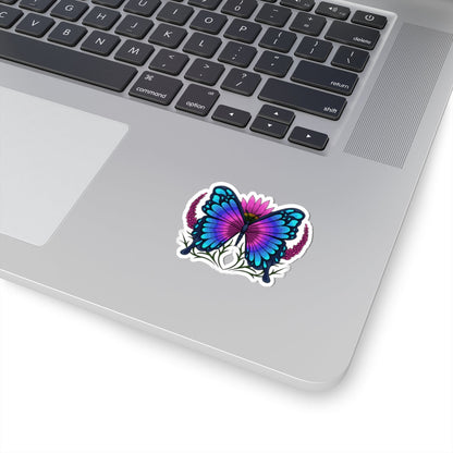 Kiss-Cut Vinyl Decals - Butterfly on the flower Printify