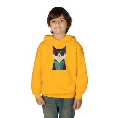 Kids Cool Cat Sunglasses Hoodie Printify