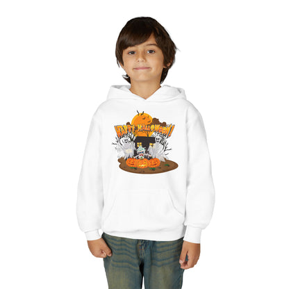 Youth Heavy Blend Hooded Sweatshirt - Super kiddo with ghost - [[{"value":"Wonderwear Kid"}]]