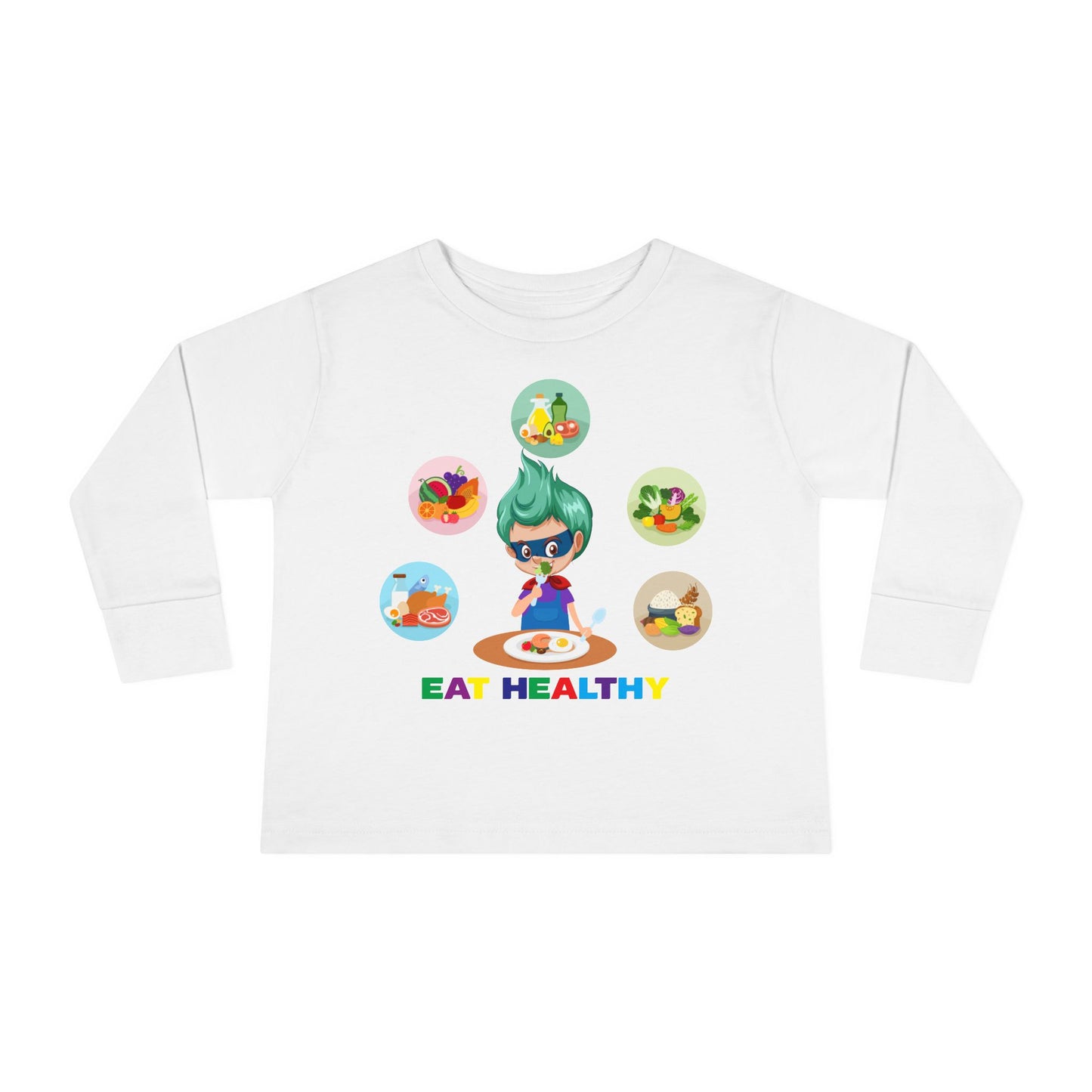 Toddler Long Sleeve Tee - Supper kiddo showing healthy food to eat - [[{"value":"Wonderwear Kid"}]]