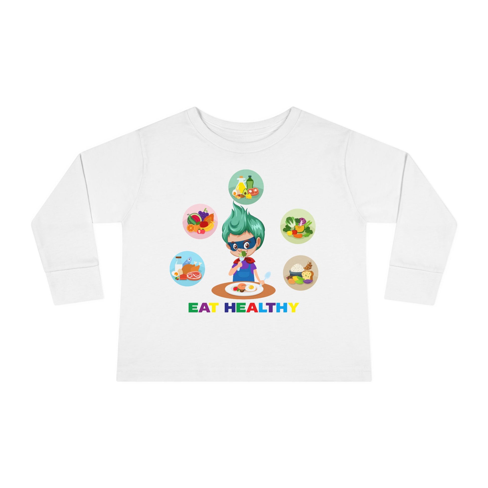 Toddler Long Sleeve Tee - Supper kiddo showing healthy food to eat - [[{"value":"Wonderwear Kid"}]]