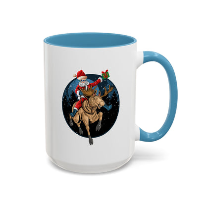 Accent Coffee Mug - Super kiddo riding a reindeer - [[{"value":"Wonderwear Kid"}]]