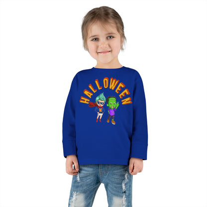 Toddler Long Sleeve Tee - Holloween with super kiddo Printify
