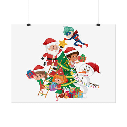 Rolled Posters - Super kiddo making christmas tree - [[{"value":"Wonderwear Kid"}]]