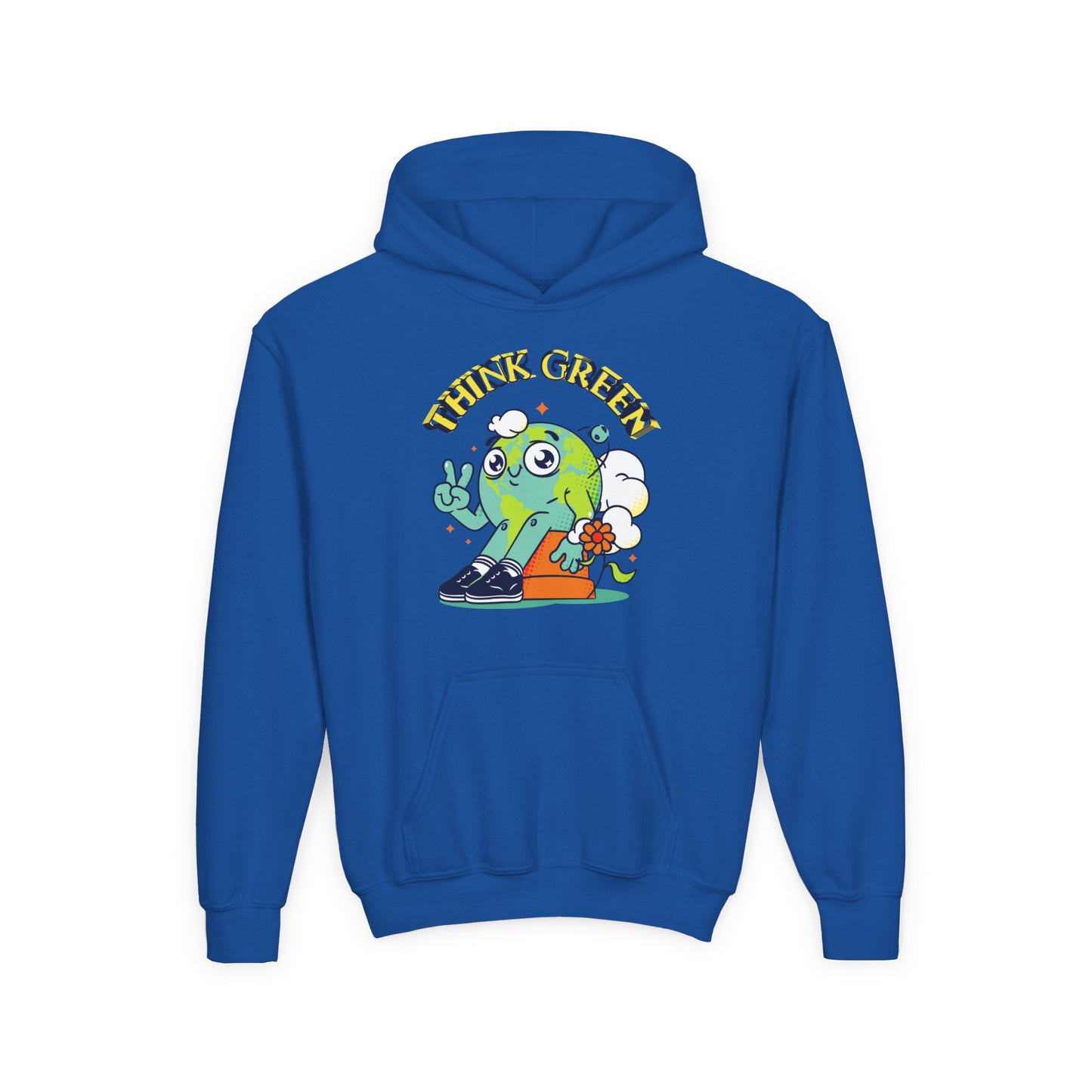 Youth Heavy Blend Hooded Sweatshirt - Think Green' Design