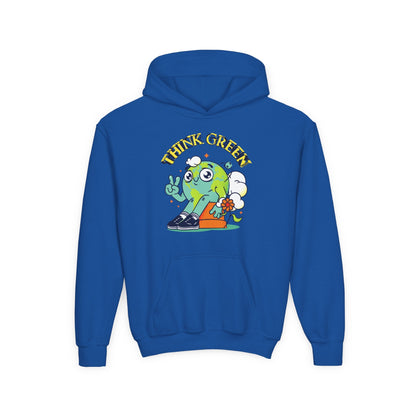 Youth Heavy Blend Hooded Sweatshirt - Think Green Design Printify