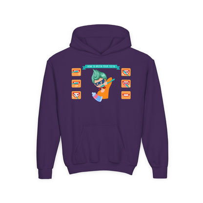 Youth Heavy Blend Hooded Sweatshirt - Super kiddo how to brush teeth - [[{"value":"Wonderwear Kid"}]]