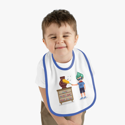 Baby Bib - Super kiddo cleaning a vase - [[{"value":"Wonderwear Kid"}]]