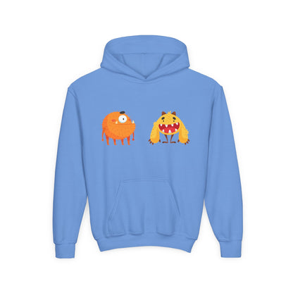 Youth Heavy Blend Hooded Sweatshirt - Toothy monsters.png Printify