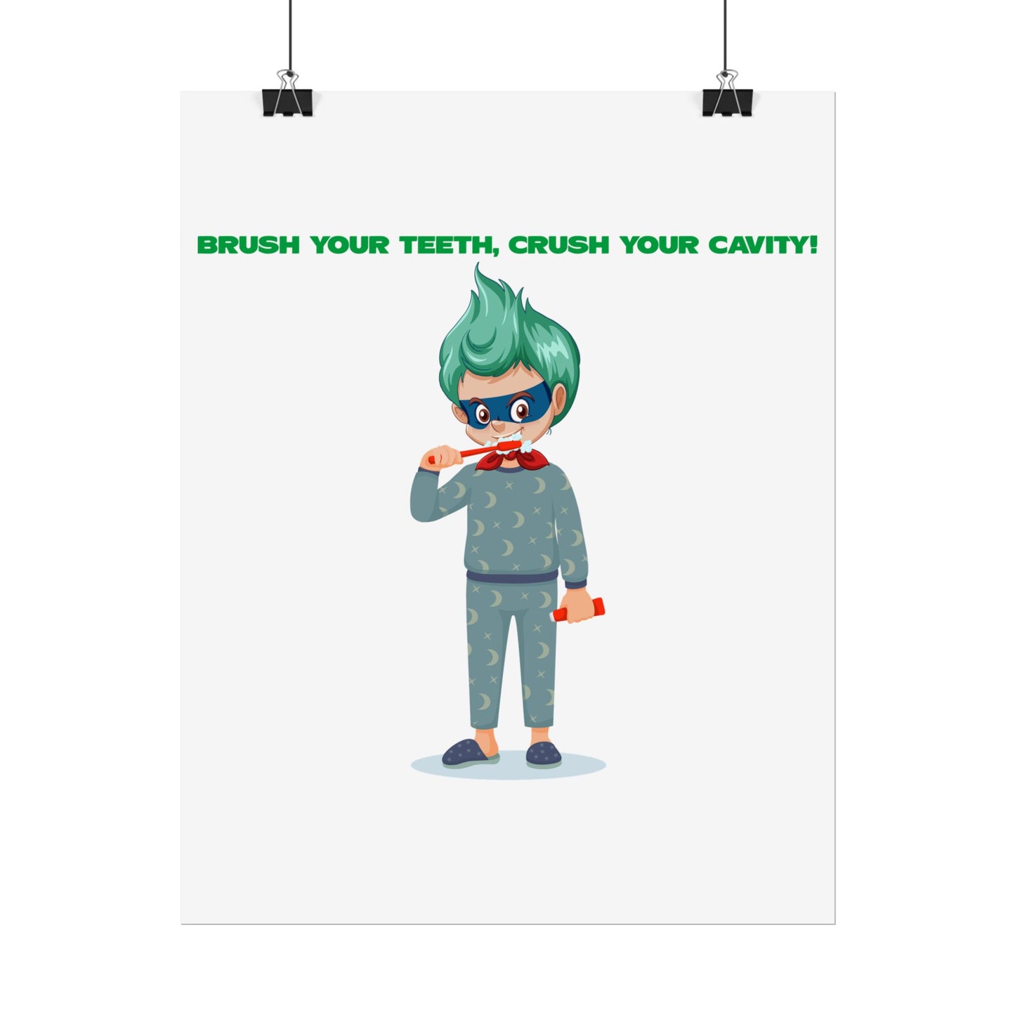 Rolled Posters - Super kiddo brushing teeth - [[{"value":"Wonderwear Kid"}]]