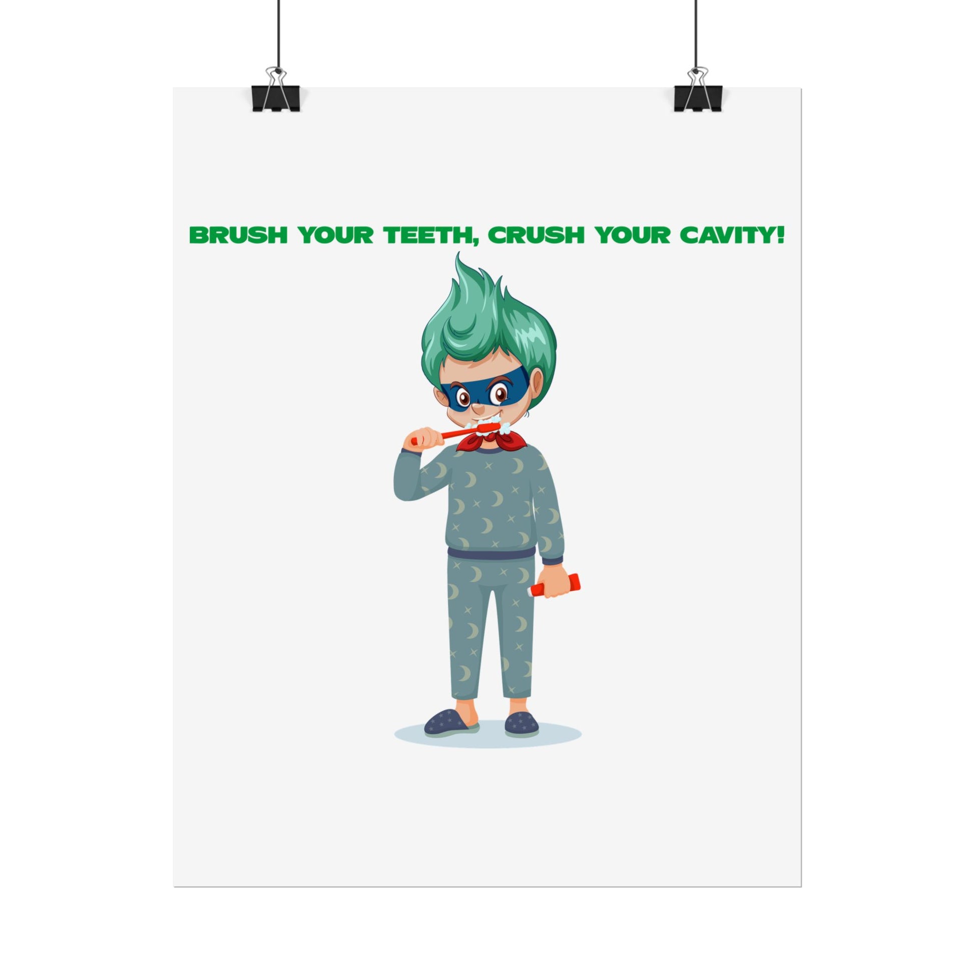 Rolled Posters - Super kiddo brushing teeth - [[{"value":"Wonderwear Kid"}]]