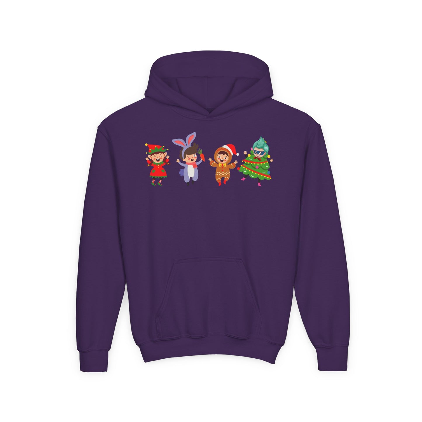 Youth Heavy Blend Hooded Sweatshirt - Super kiddo in christmas tree attire