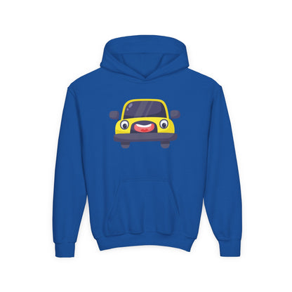 Kids Yellow Car Hoodie Printify