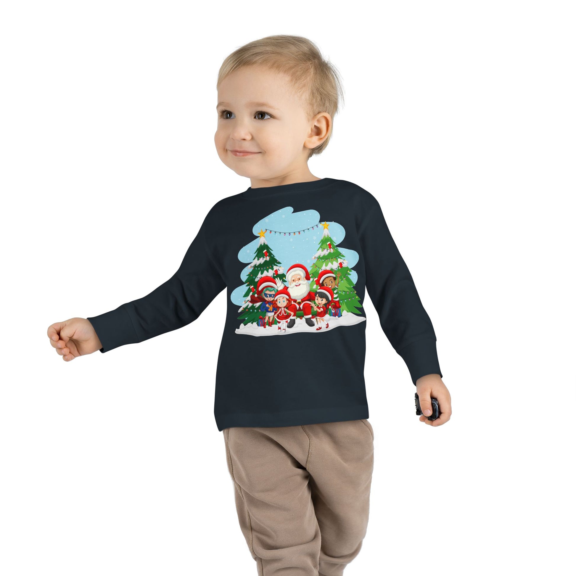 Toddler Long Sleeve Tee - Super kiddo with santa claus - [[{"value":"Wonderwear Kid"}]]