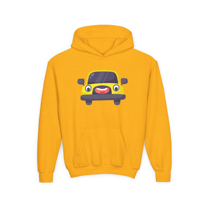 Kids Yellow Car Hoodie Printify