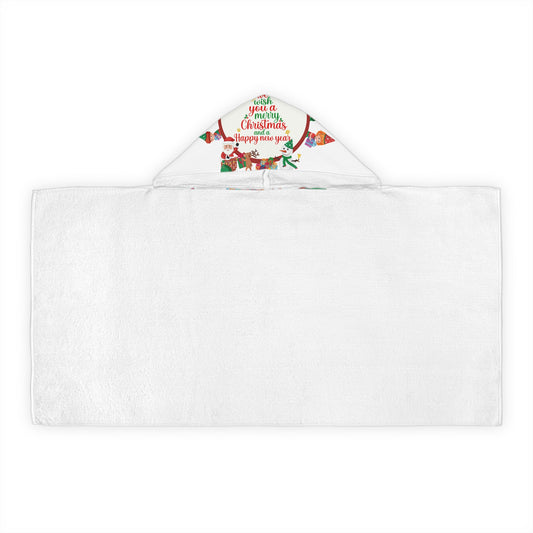 Youth Hooded Towel —  We Wish You a Merry Christmas - [[{"value":"Wonderwear Kid"}]]