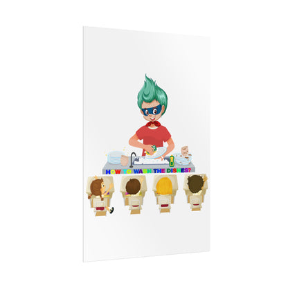 Rolled Posters - Little kiddo teaching to wash dishes - [[{"value":"Wonderwear Kid"}]]