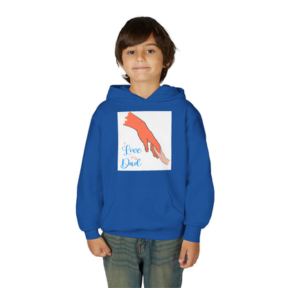 Youth Heavy Blend Hooded Sweatshirt -  Child and dad holding hands Printify