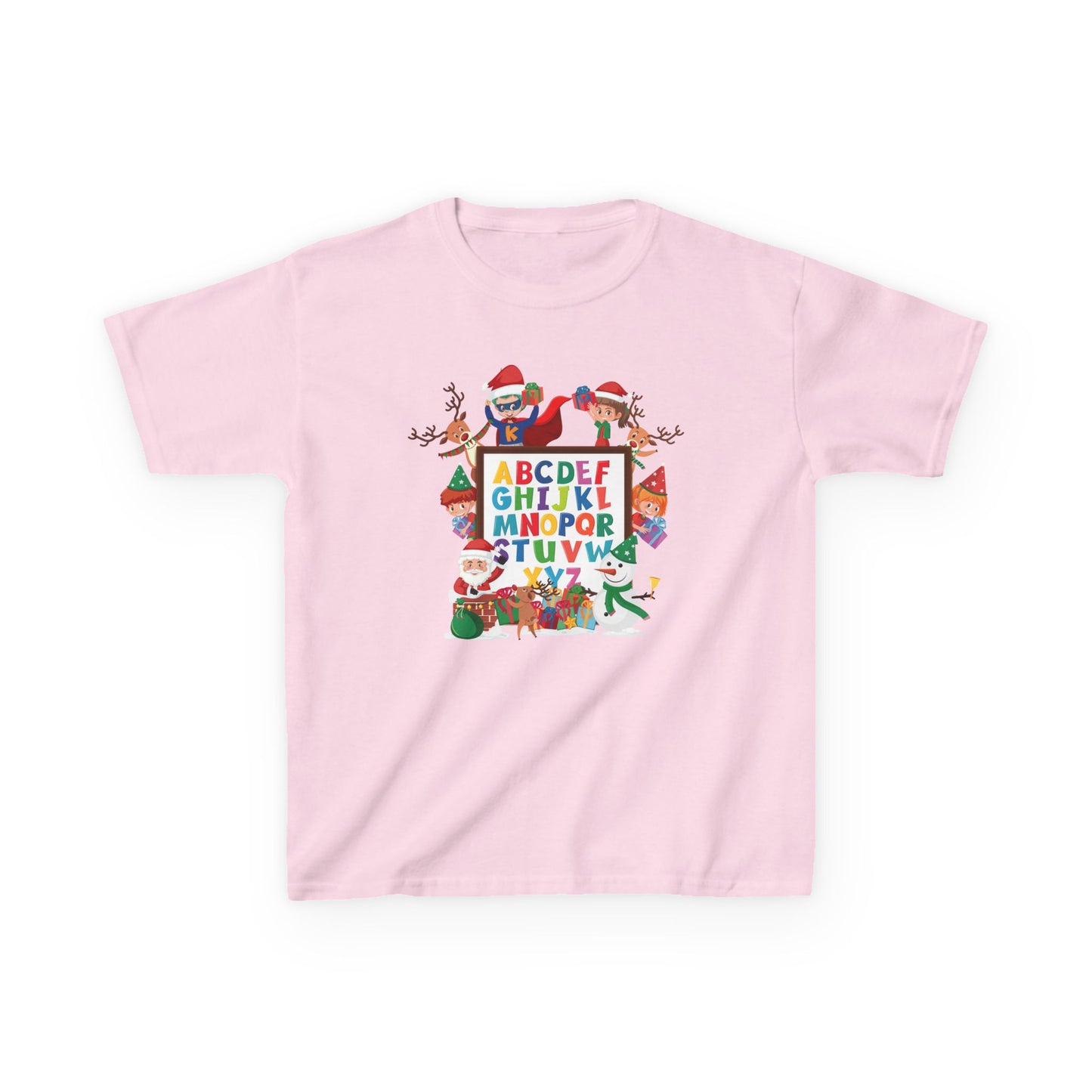 Kids Heavy Cotton™ Tee - Christmas alphabet with super kiddo - [[{"value":"Wonderwear Kid"}]]