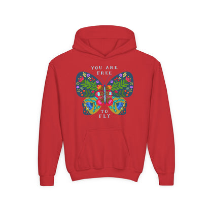 Youth Heavy Blend Hooded Sweatshirt - You are free to fly Printify