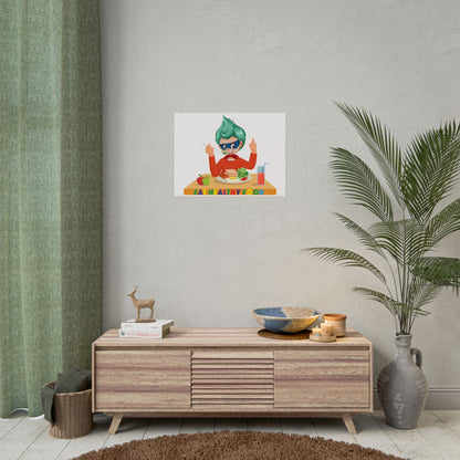 Rolled Posters - Super kiddo eating healthy breafast - [[{"value":"Wonderwear Kid"}]]