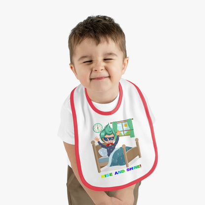Baby Bib - Super kiddo teaches us to wake up early - [[{"value":"Wonderwear Kid"}]]