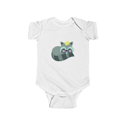 Infant Fine Jersey Bodysuit - Sleeping racoon Printify