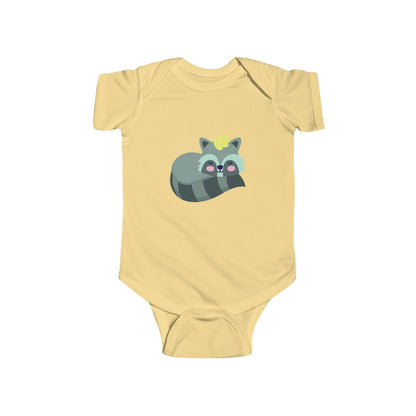 Infant Fine Jersey Bodysuit - Sleeping racoon Printify