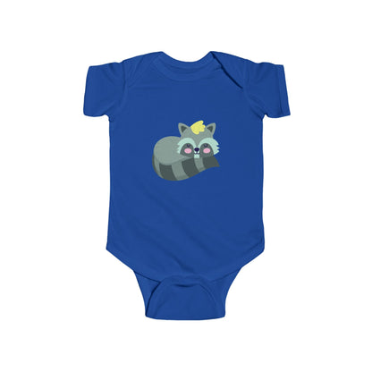 Infant Fine Jersey Bodysuit - Sleeping racoon Printify